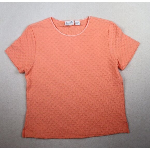 KENETH TOO CASUALS - WOMEN'S SALMON ORANGE TEXTURED T-SHIRT - PM - Picture 3 of 7